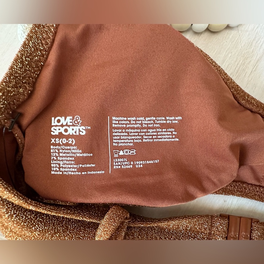 NWT Love & Sport Cinnamon Metallic Swim Top Size XS - Picture 4 of 8